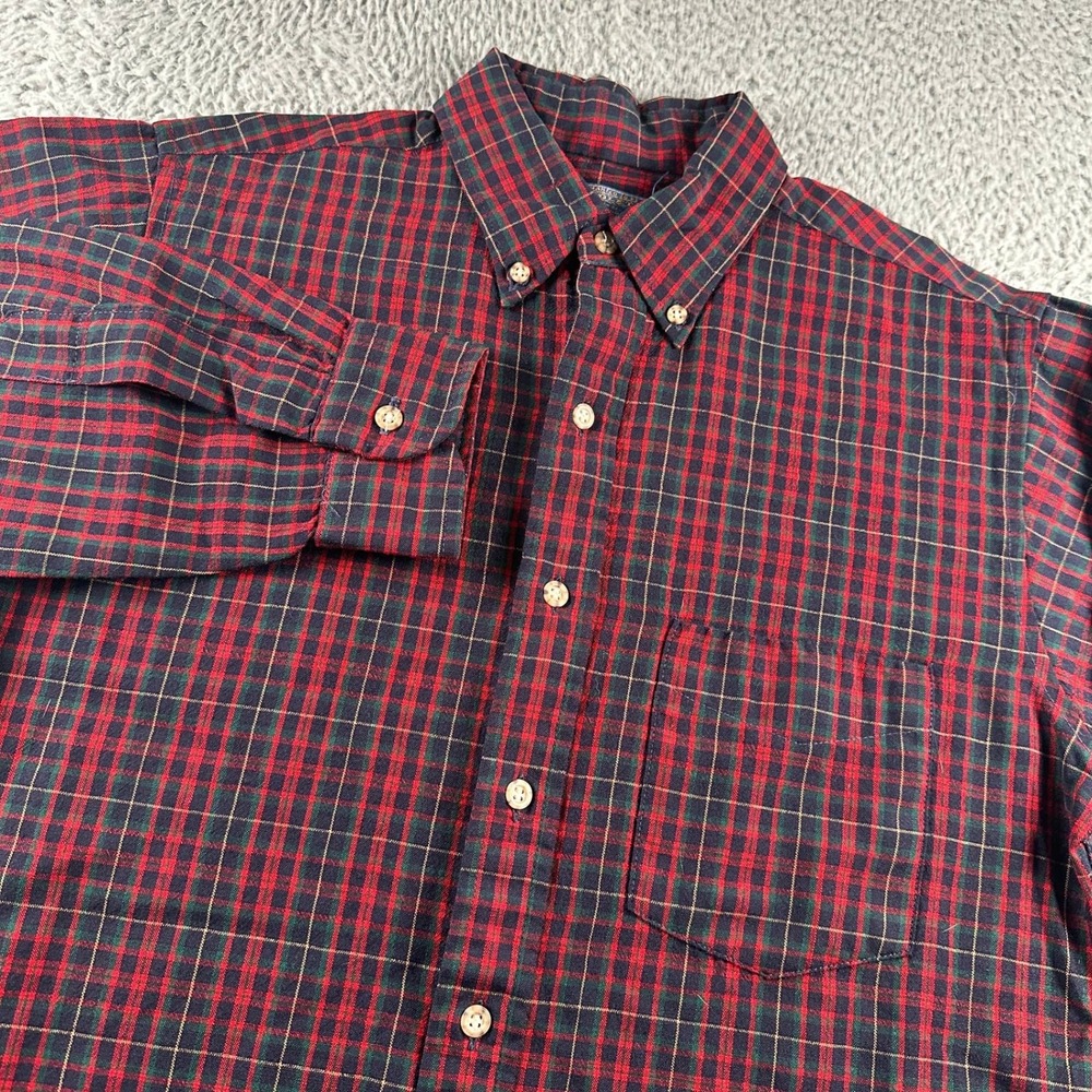 Vtg Sir Pendleton Shirt Mens M Red Green Navy Plaid Tartan Wool Button Down USA